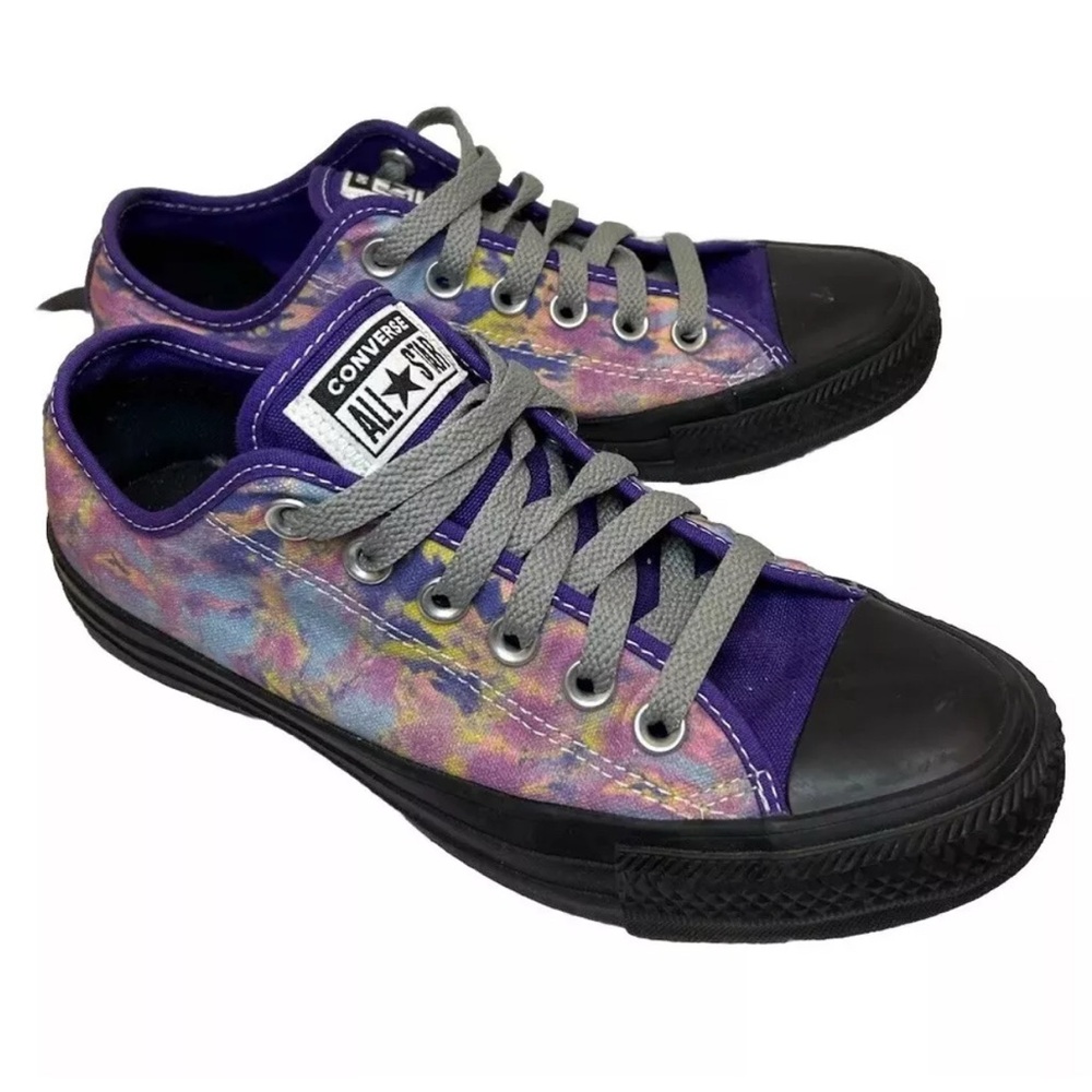 Converse Womens 7  Chuck Taylor All Star OX Low Top Purple  Tie Dye Black Sole